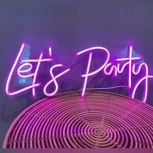 Let’s Party Neon Pink Sign Wall Plug-In